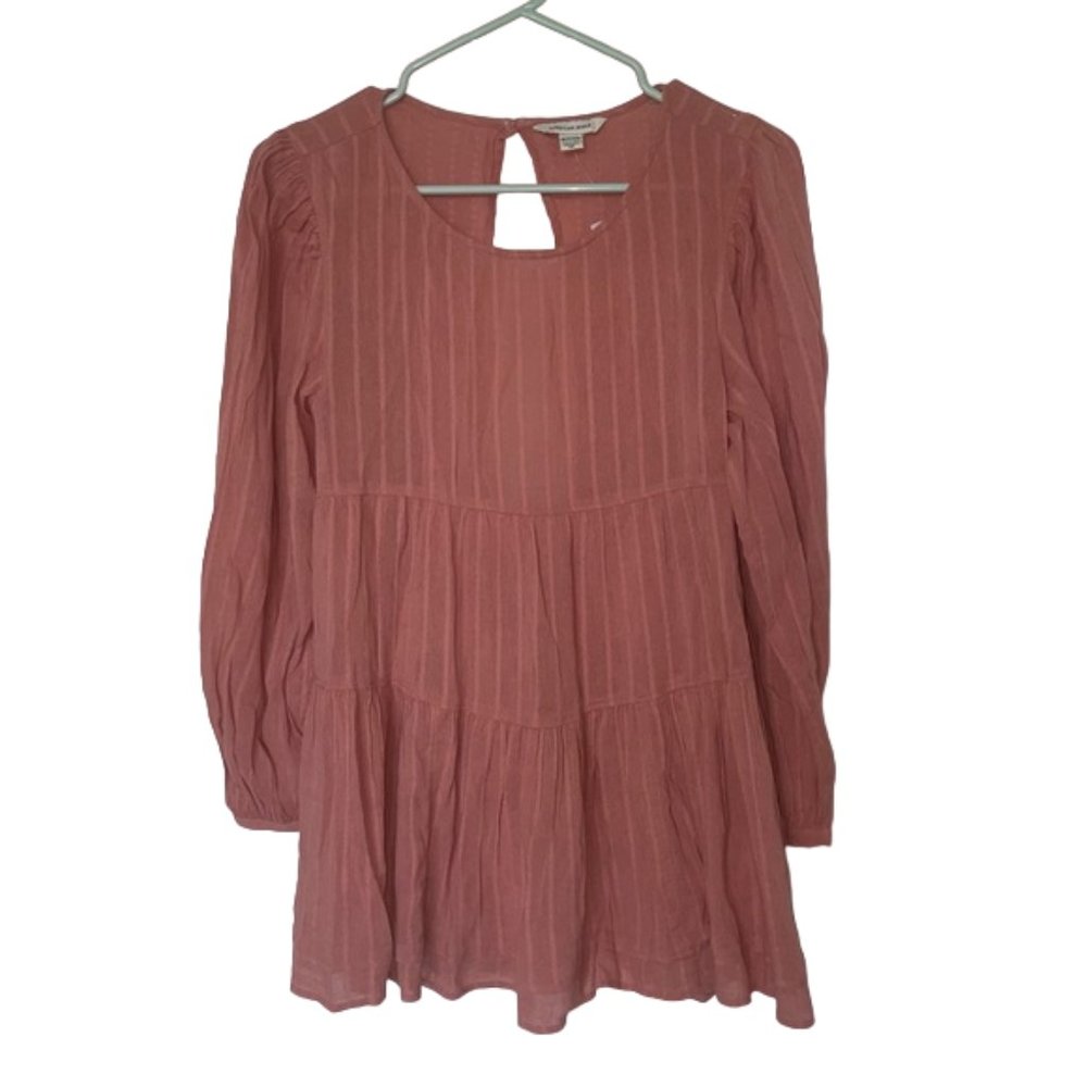 American Eagle Pink Peach Longsleeve Tunic Women’s Size Extra Small Flowly